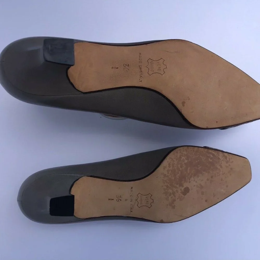 New Rene Mancini Leather and Suede Gray Shoes
